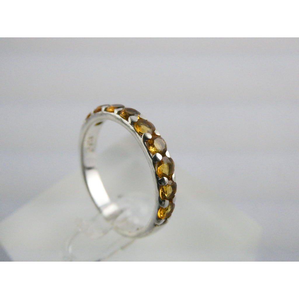 DP India Sterling Silver Nine Citrine Gemstone Band Ring 925 Size 7 Weighs 2g