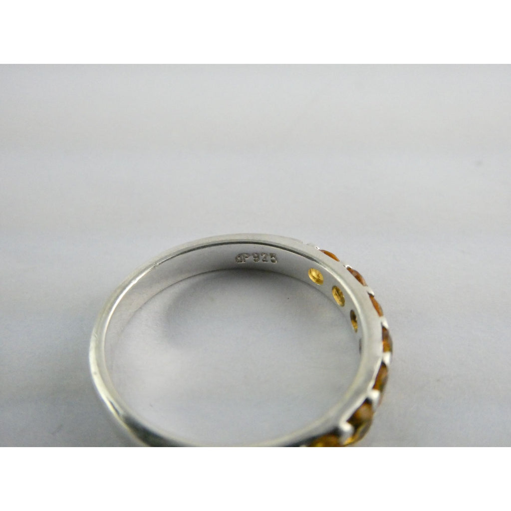 DP India Sterling Silver Nine Citrine Gemstone Band Ring 925 Size 7 Weighs 2g