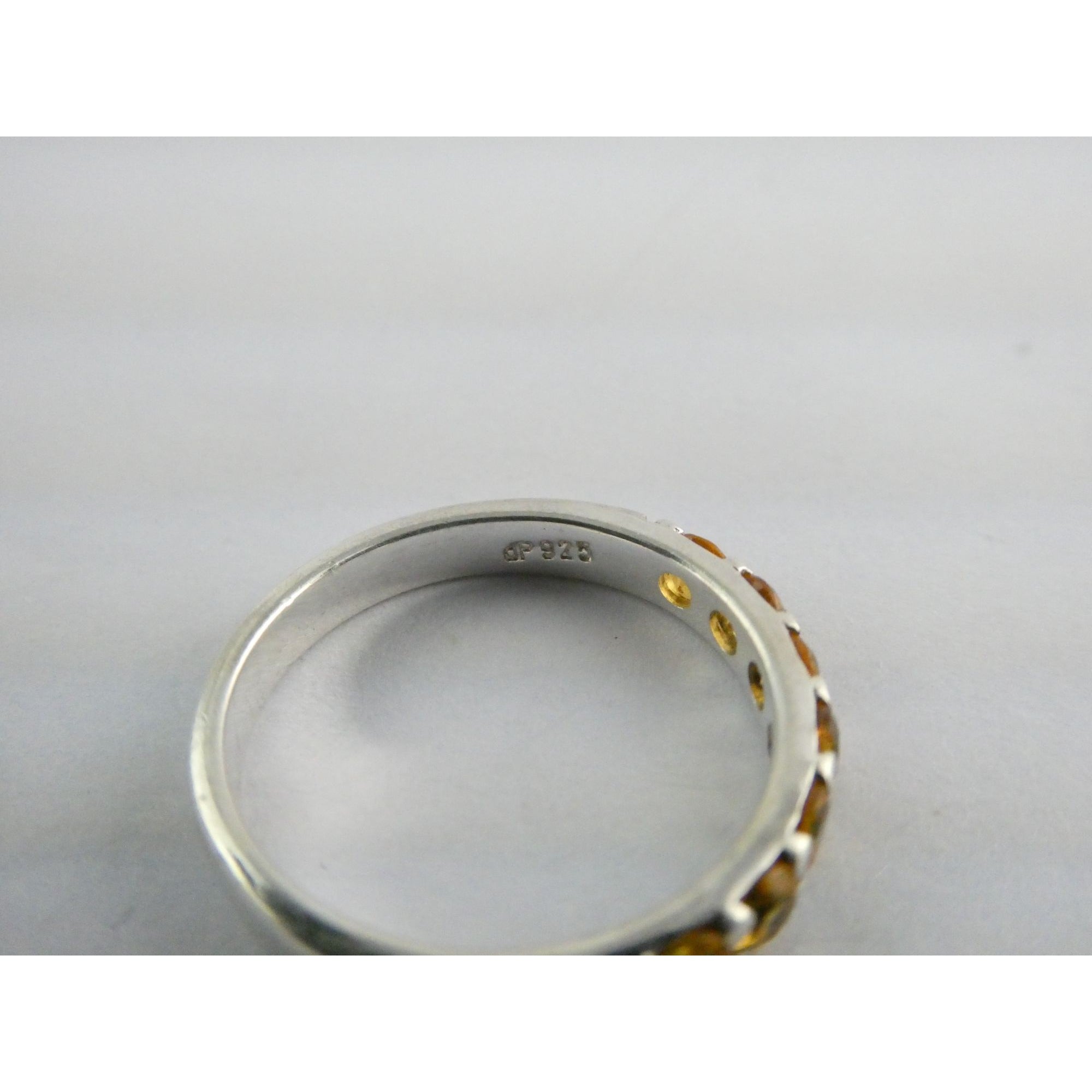 DP India Sterling Silver Nine Citrine Gemstone Band Ring 925 Size 7 Weighs 2g