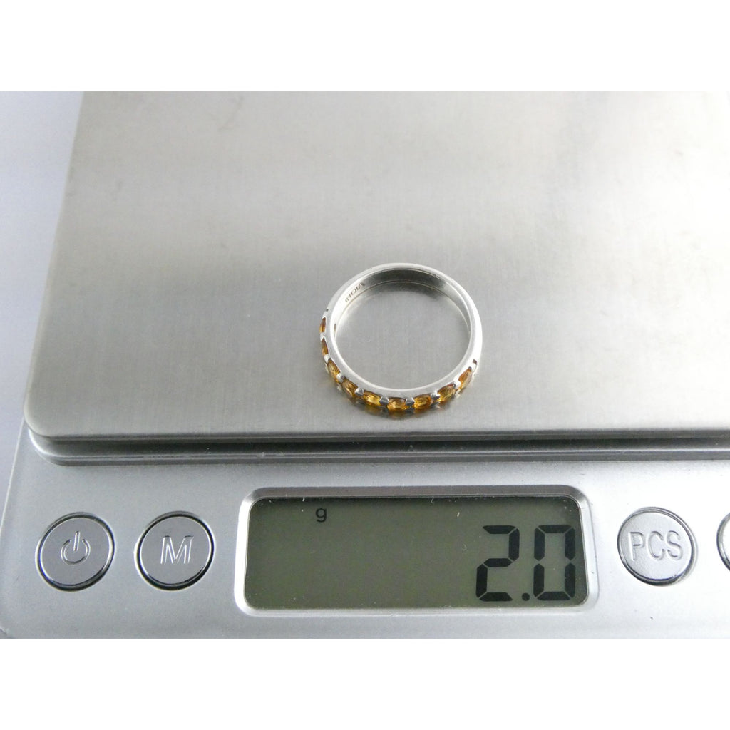 DP India Sterling Silver Nine Citrine Gemstone Band Ring 925 Size 7 Weighs 2g