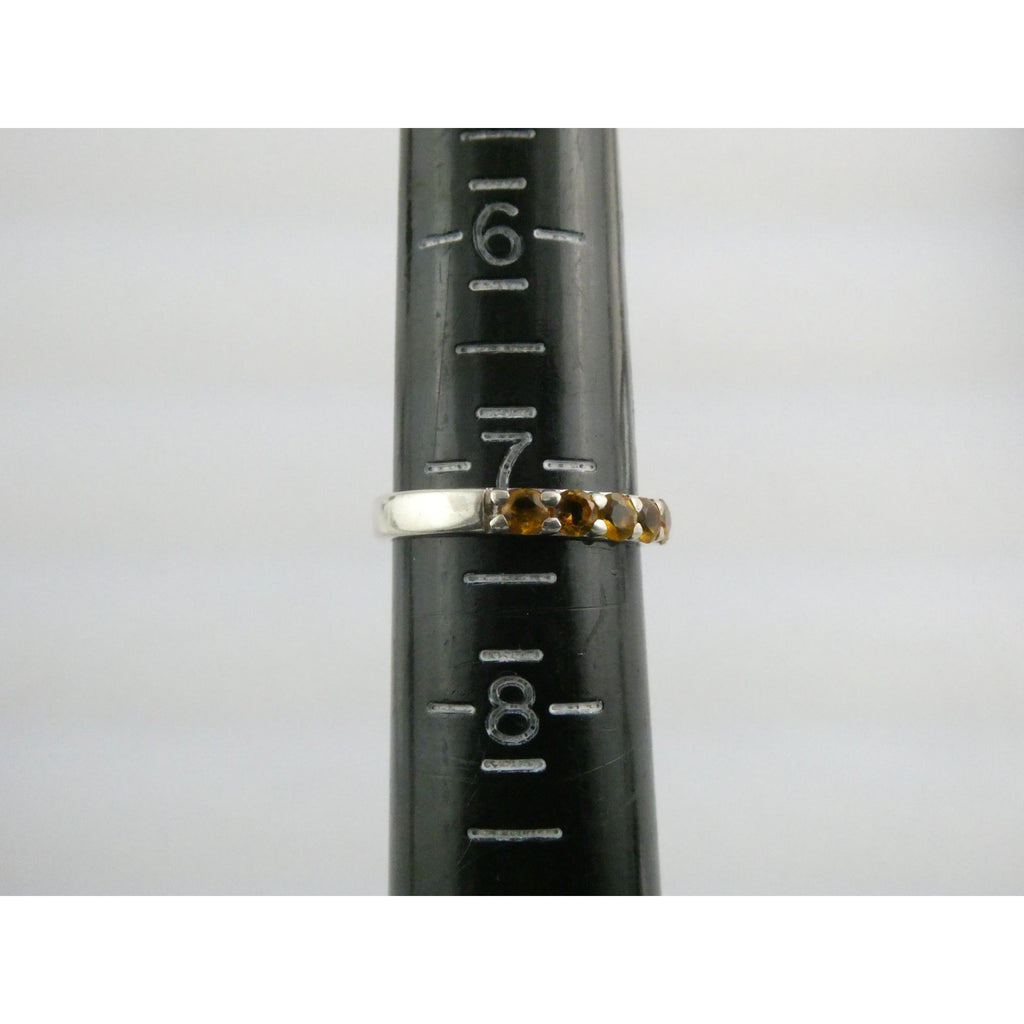 DP India Sterling Silver Nine Citrine Gemstone Band Ring 925 Size 7 Weighs 2g