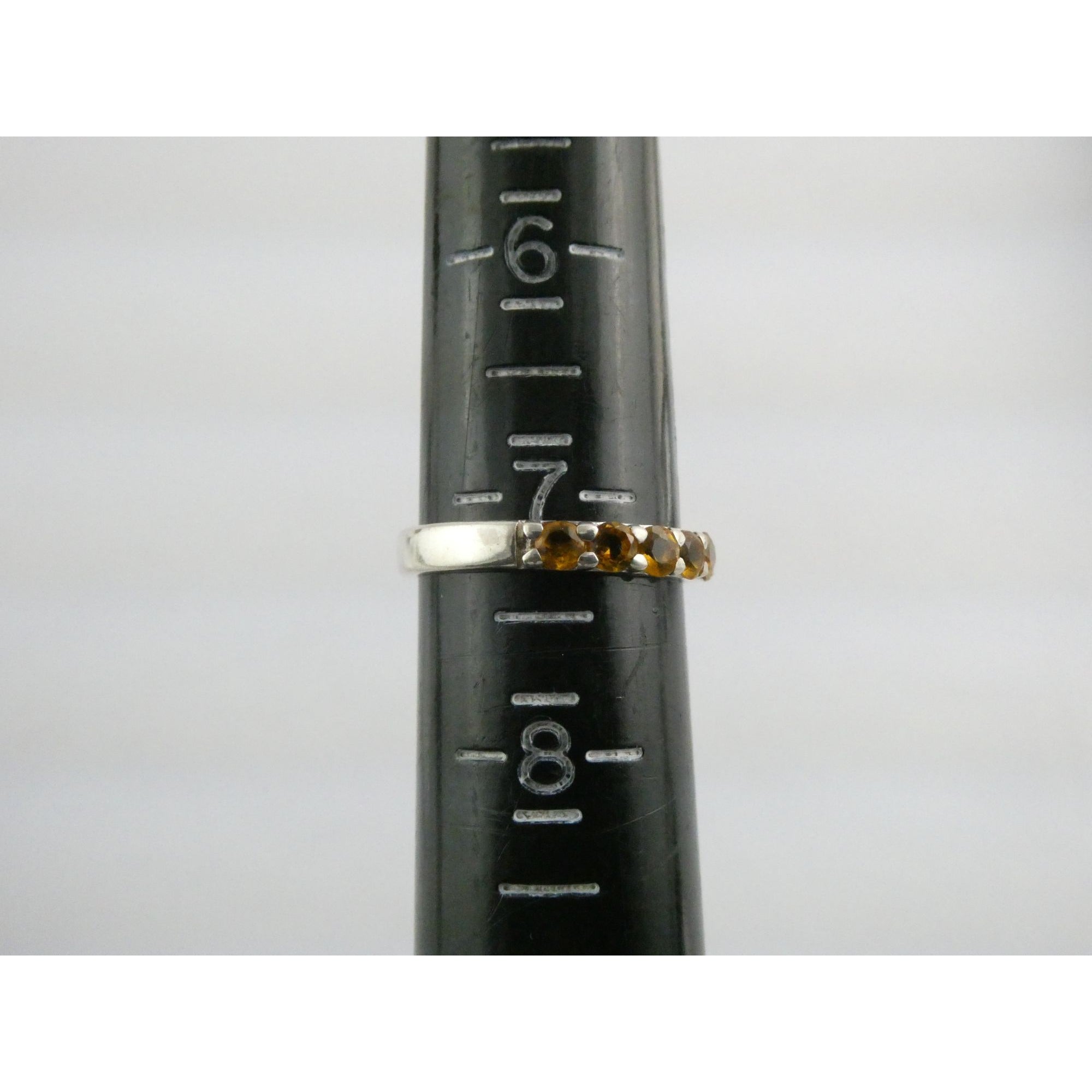 DP India Sterling Silver Nine Citrine Gemstone Band Ring 925 Size 7 Weighs 2g