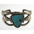 Southwestern NA Signed RLM Sterling Silver Heavy Turquoise Cuff Bracelet 6.75 In