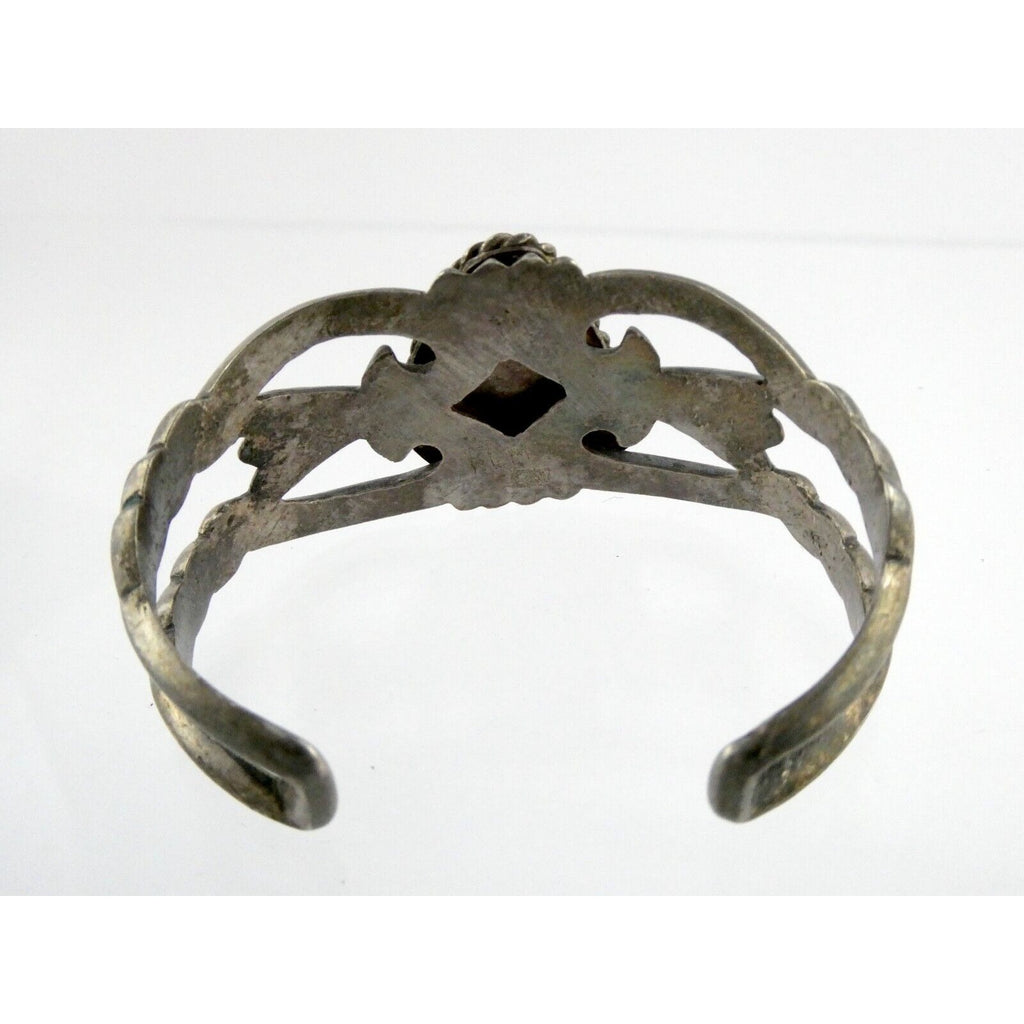 Southwestern NA Signed RLM Sterling Silver Heavy Turquoise Cuff Bracelet 6.75 In