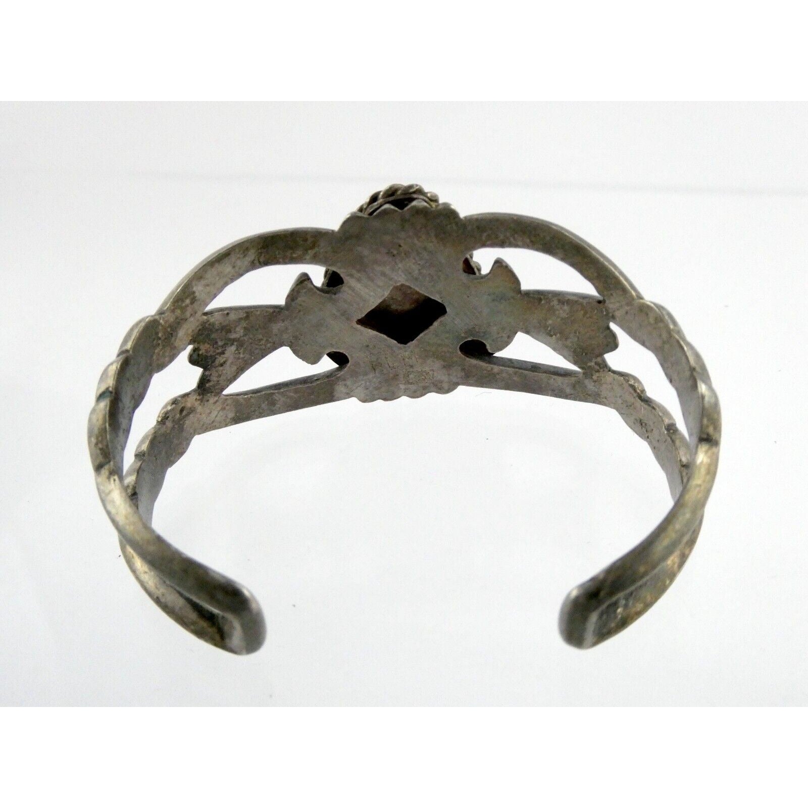 Southwestern NA Signed RLM Sterling Silver Heavy Turquoise Cuff Bracelet 6.75 In