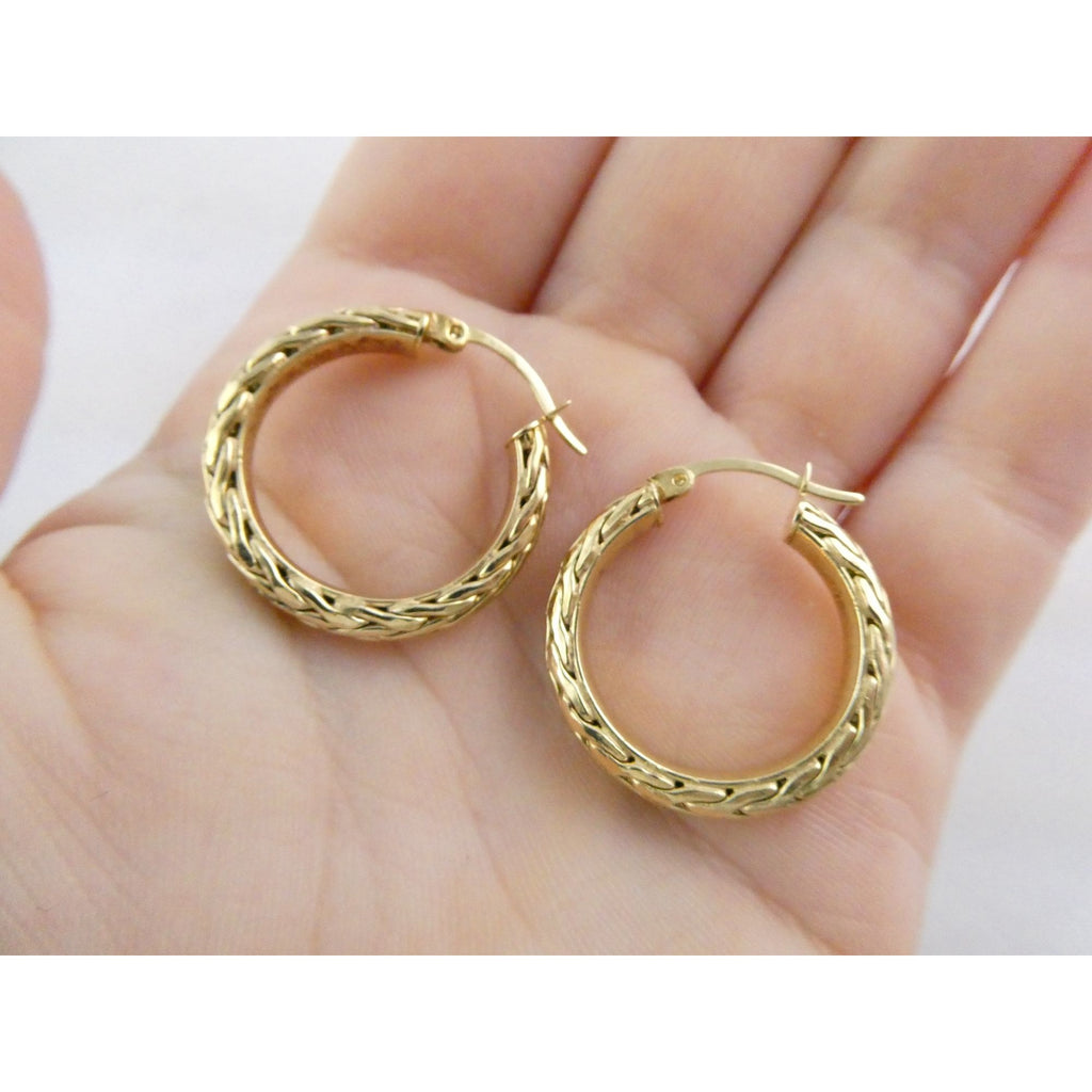 AK Atasay Kuyumculuk Gilt Sterling Silver Woven Design Hoop Earrings 5.4g 23mm