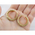 AK Atasay Kuyumculuk Gilt Sterling Silver Woven Design Hoop Earrings 5.4g 23mm