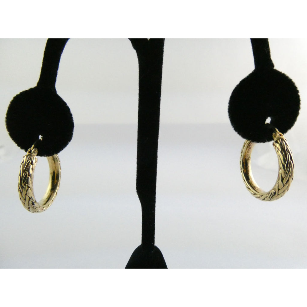 AK Atasay Kuyumculuk Gilt Sterling Silver Woven Design Hoop Earrings 5.4g 23mm