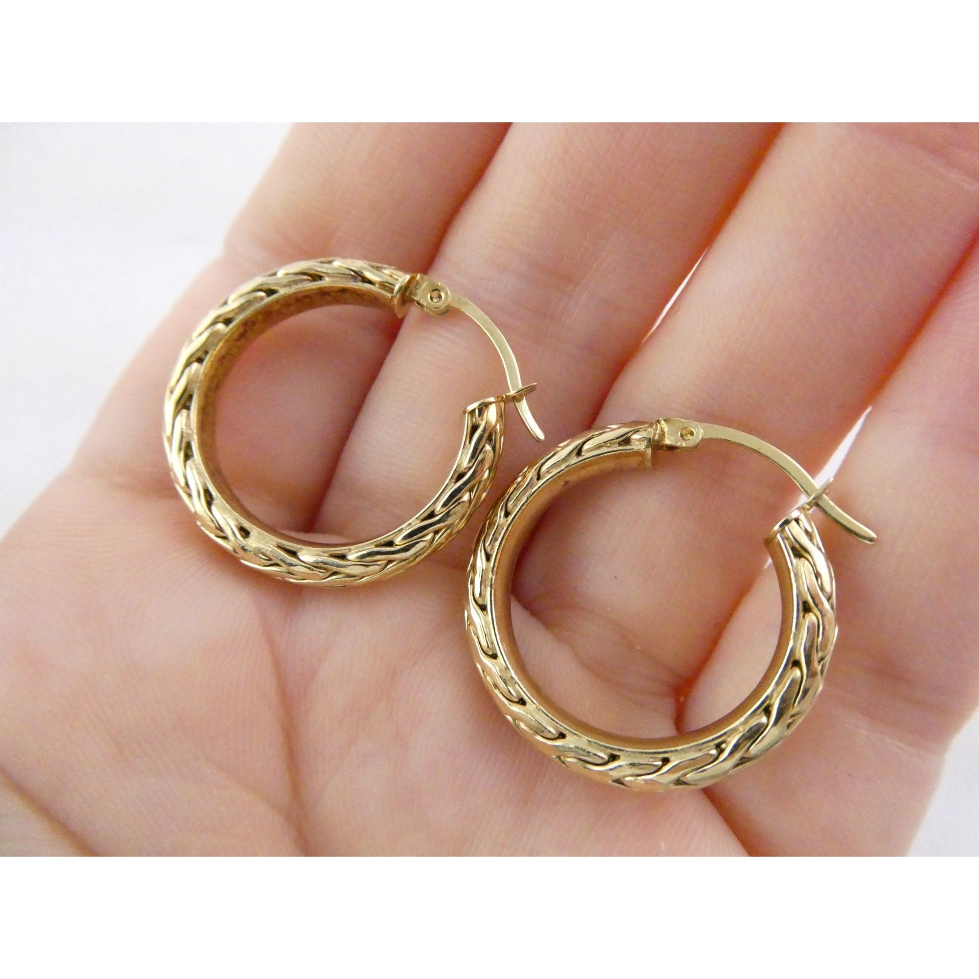 AK Atasay Kuyumculuk Gilt Sterling Silver Woven Design Hoop Earrings 5.4g 23mm