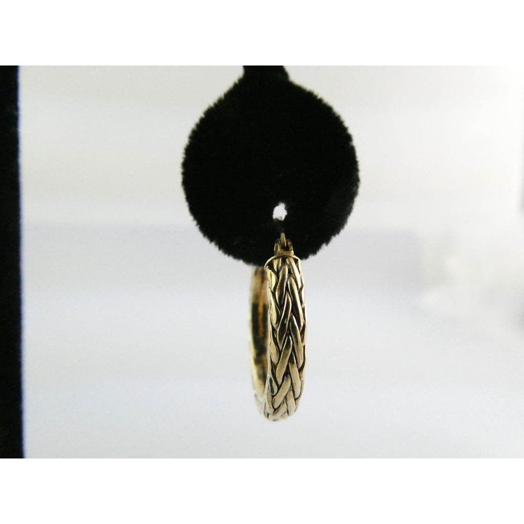 AK Atasay Kuyumculuk Gilt Sterling Silver Woven Design Hoop Earrings 5.4g 23mm