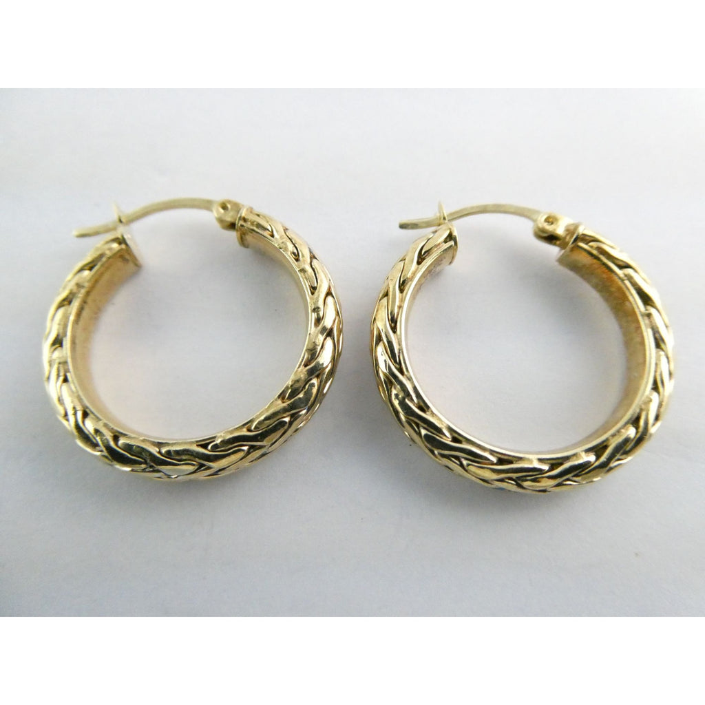 AK Atasay Kuyumculuk Gilt Sterling Silver Woven Design Hoop Earrings 5.4g 23mm