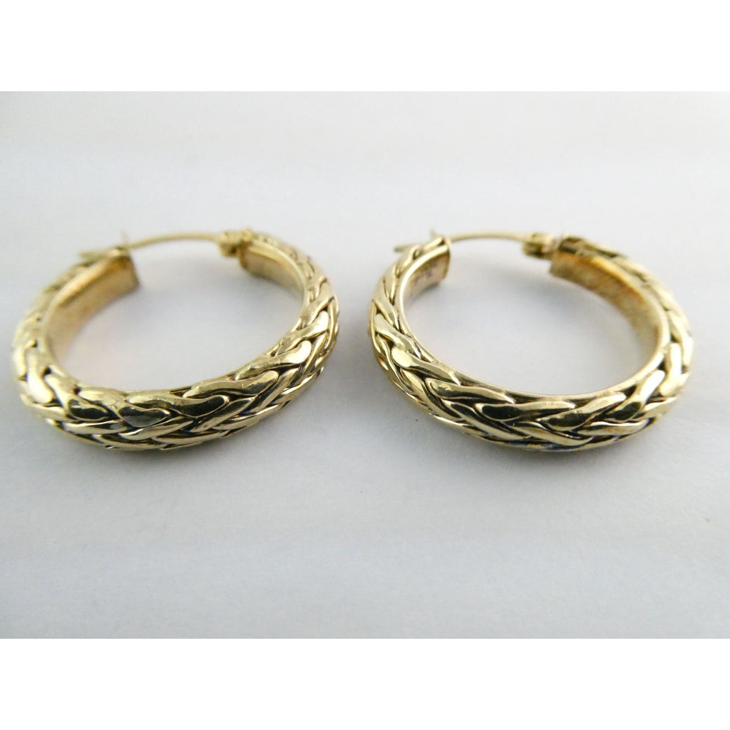AK Atasay Kuyumculuk Gilt Sterling Silver Woven Design Hoop Earrings 5.4g 23mm