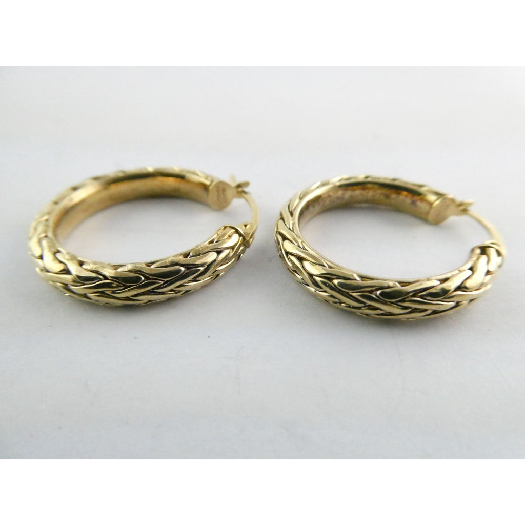 AK Atasay Kuyumculuk Gilt Sterling Silver Woven Design Hoop Earrings 5.4g 23mm