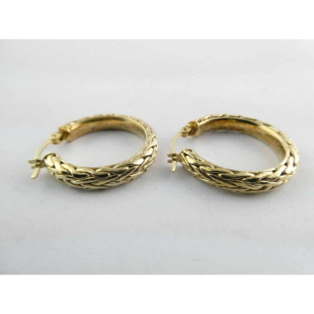 AK Atasay Kuyumculuk Gilt Sterling Silver Woven Design Hoop Earrings 5.4g 23mm