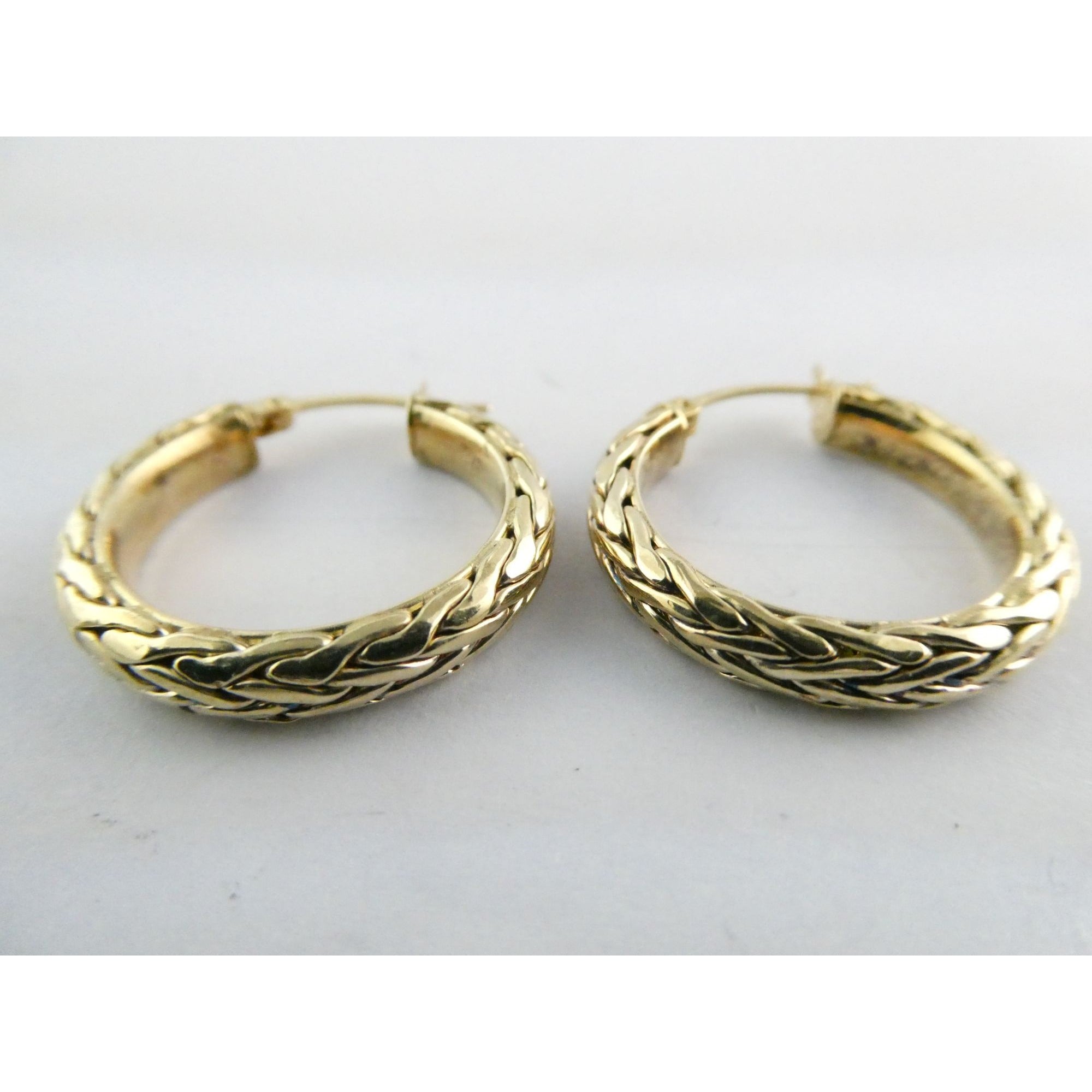 AK Atasay Kuyumculuk Gilt Sterling Silver Woven Design Hoop Earrings 5.4g 23mm
