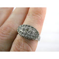 Antique Sterling Silver Clear Rock Crystal Quartz Array Ring Size 7 Weighs 4.7g