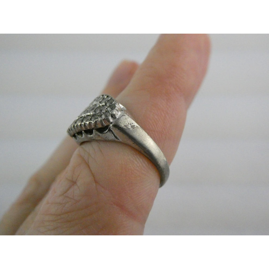 Antique Sterling Silver Clear Rock Crystal Quartz Array Ring Size 7 Weighs 4.7g
