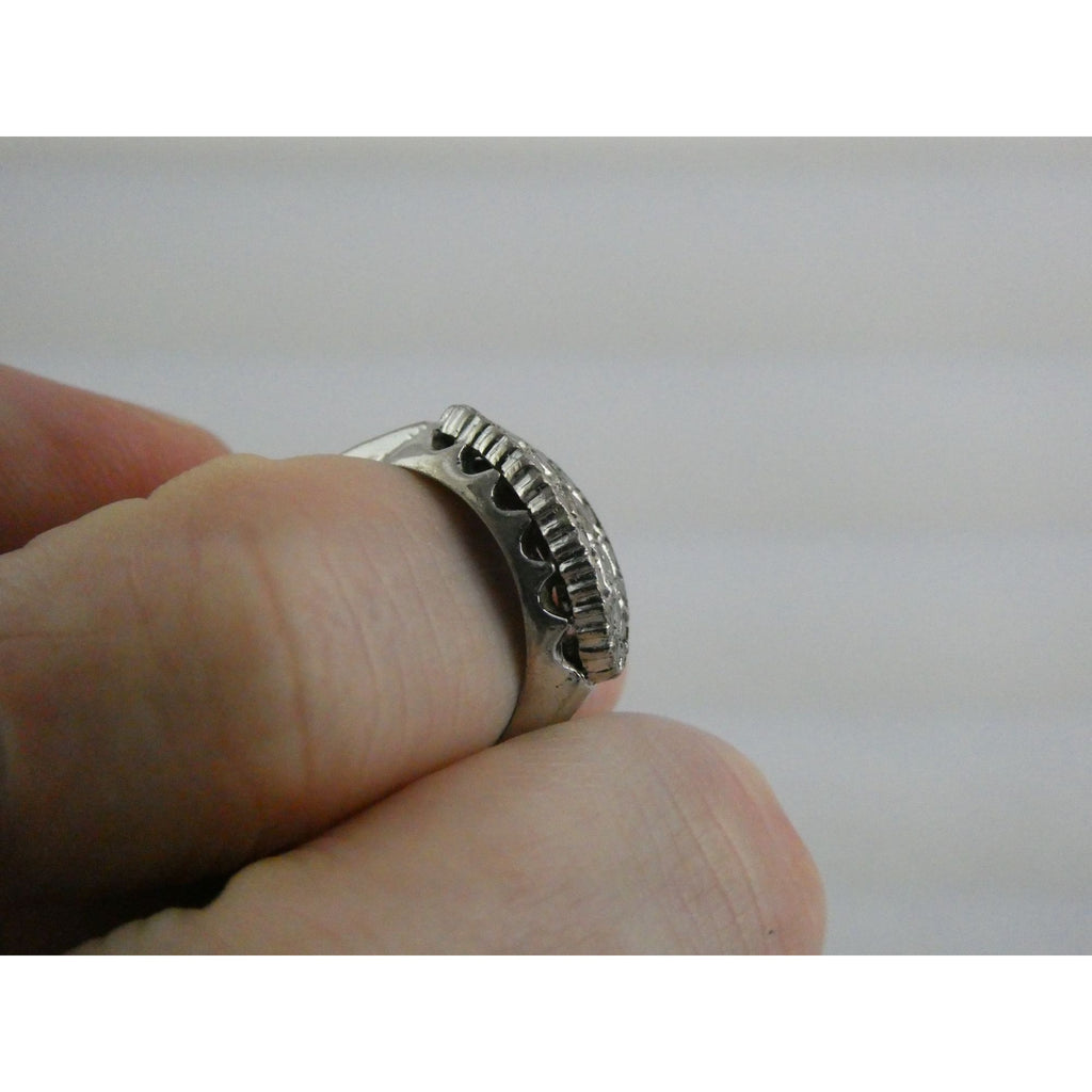 Antique Sterling Silver Clear Rock Crystal Quartz Array Ring Size 7 Weighs 4.7g