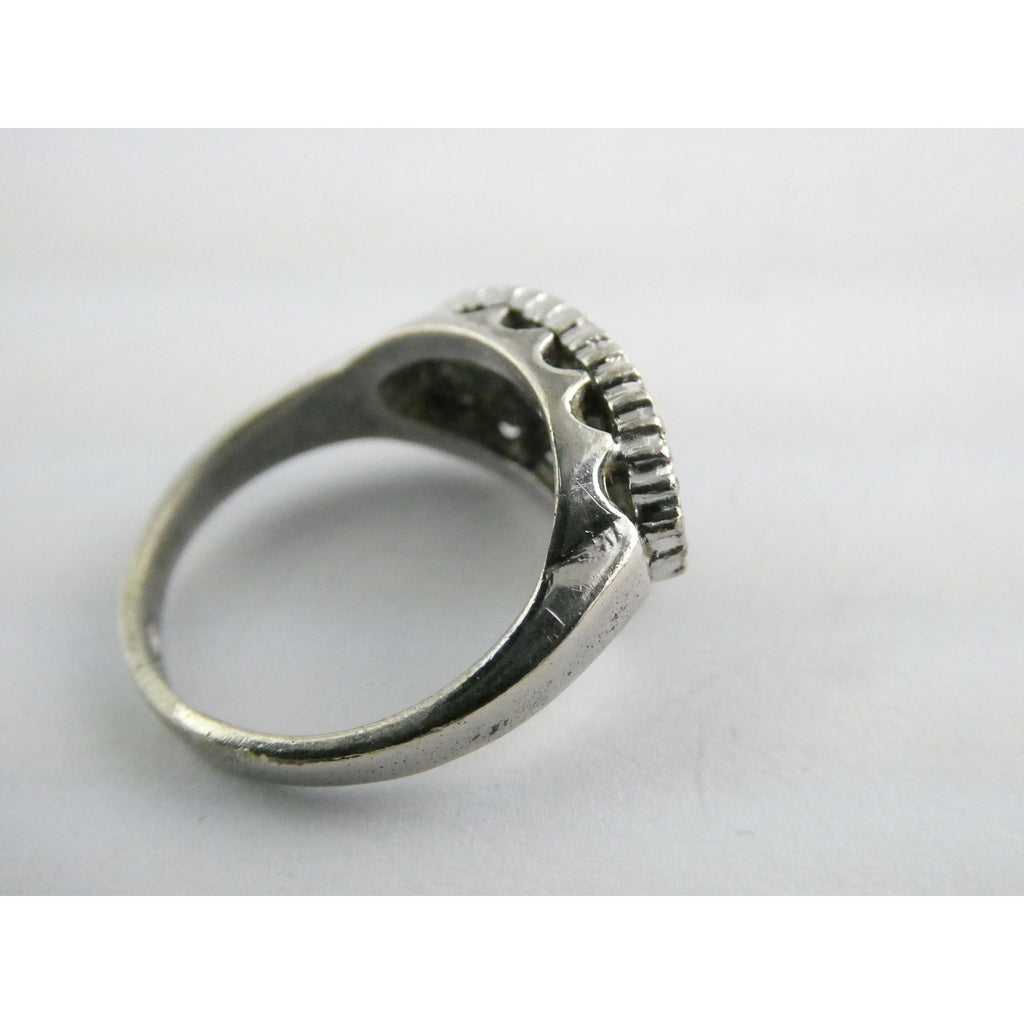 Antique Sterling Silver Clear Rock Crystal Quartz Array Ring Size 7 Weighs 4.7g