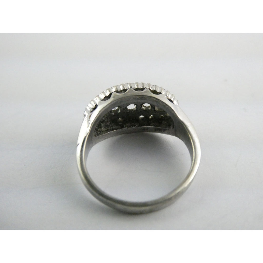 Antique Sterling Silver Clear Rock Crystal Quartz Array Ring Size 7 Weighs 4.7g