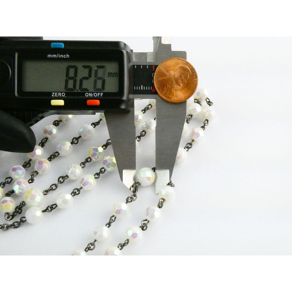 Vintage Chapel Sterling Silver Iridescent Beaded Rosary with Crucifix 42g Weight
