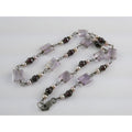 Sterling Silver Amethyst Garnet and Pearl Beaded Necklace 19g 17 Inch Length