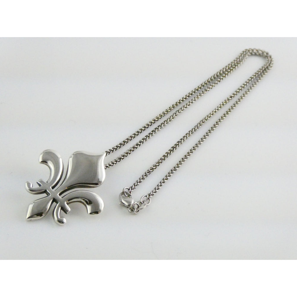 James Avery Retired Sterling Silver Fleur De Lis Pendant Necklace 13g 18 Inches