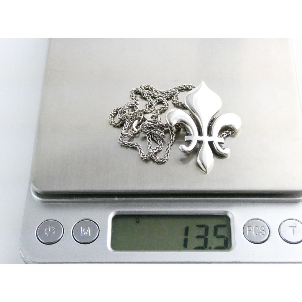 James Avery Retired Sterling Silver Fleur De Lis Pendant Necklace 13g 18 Inches