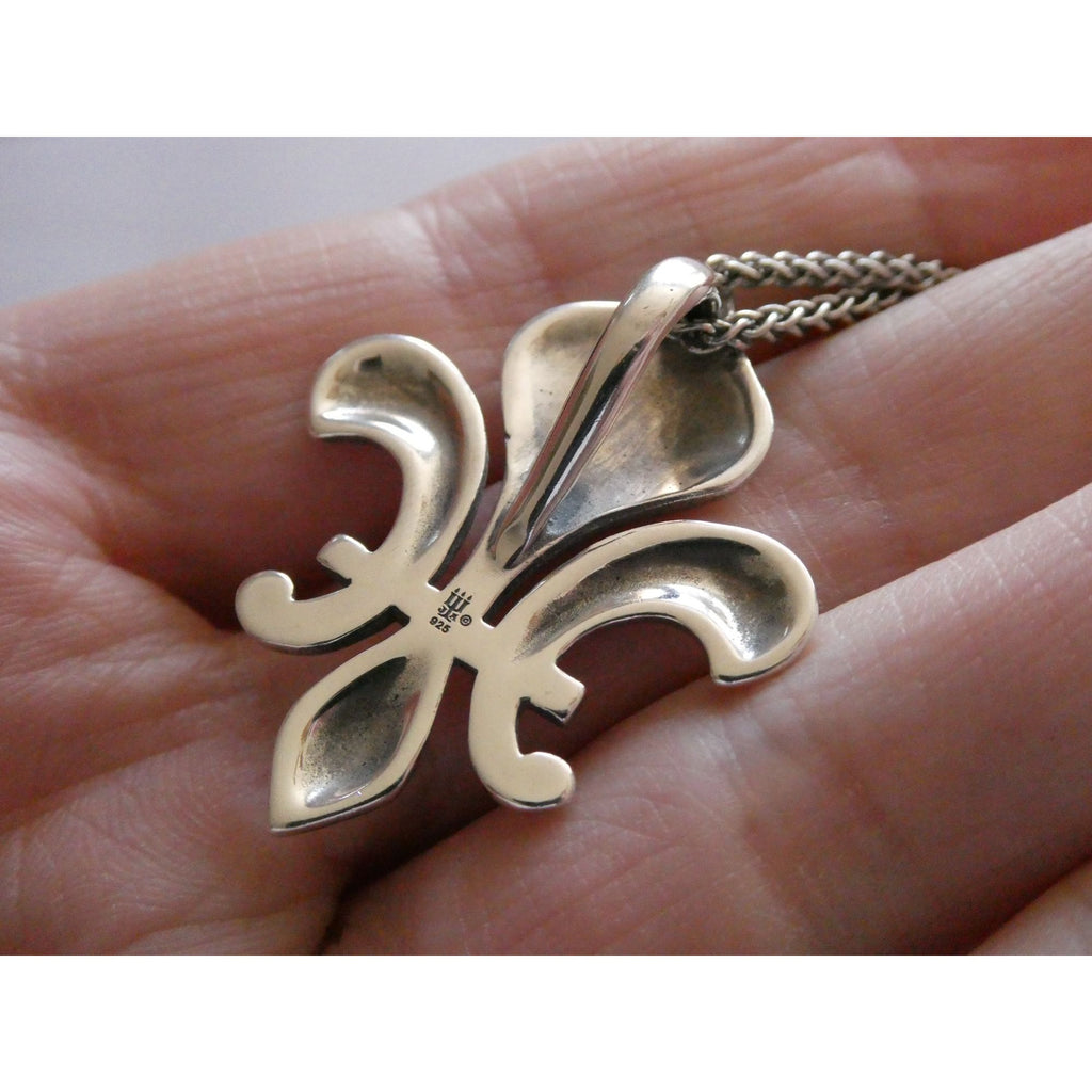 James Avery Retired Sterling Silver Fleur De Lis Pendant Necklace 13g 18 Inches