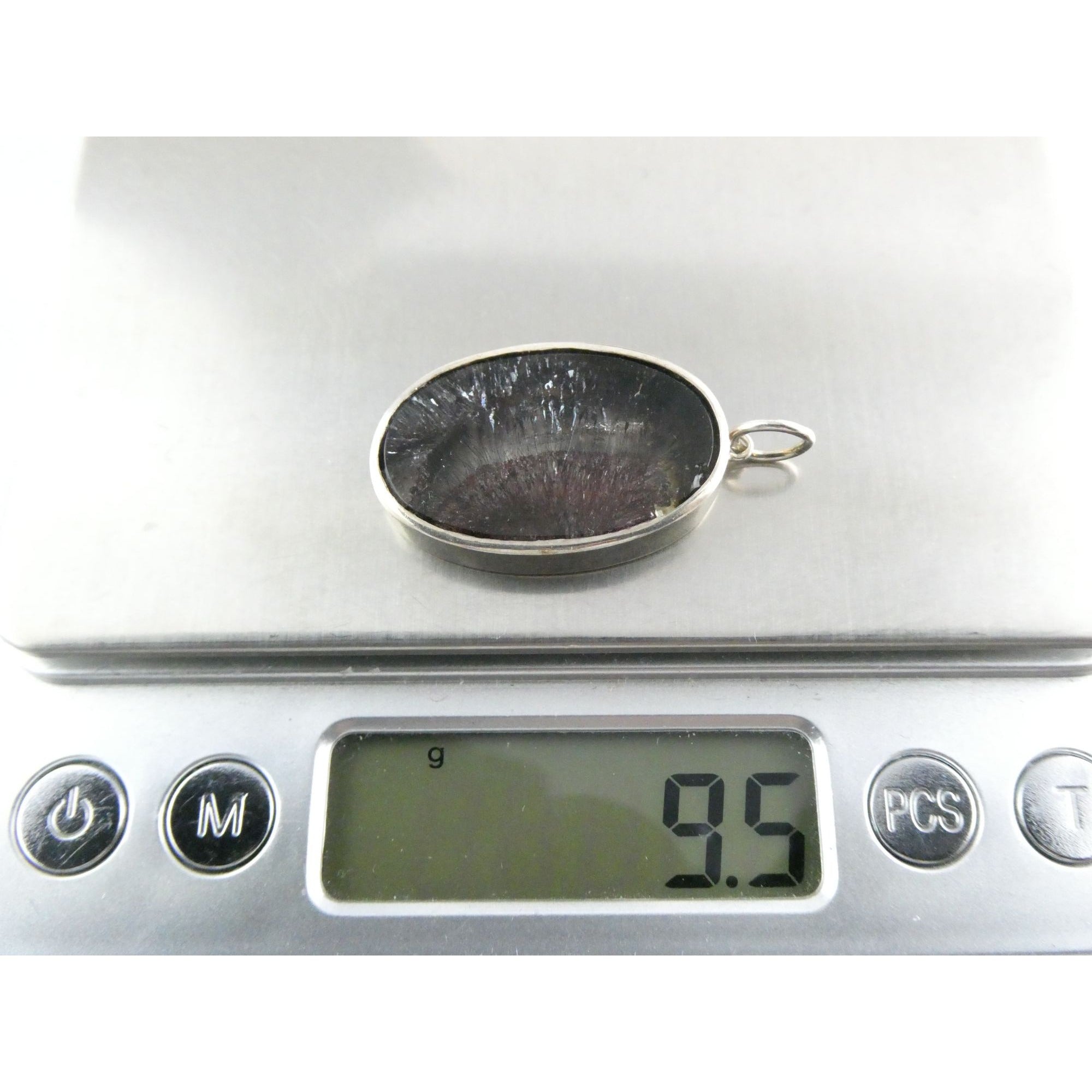 Sterling Silver Red Rutile Clear Quartz Pendant 9.5g Weight 38.48mm Length