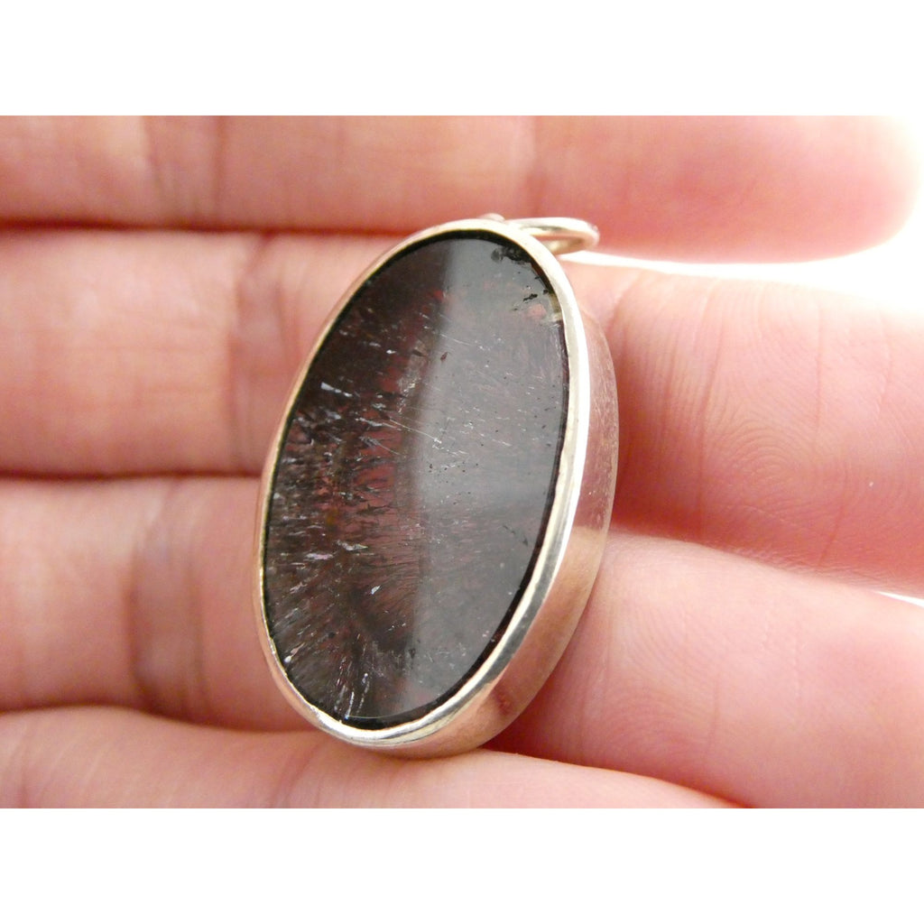 Sterling Silver Red Rutile Clear Quartz Pendant 9.5g Weight 38.48mm Length