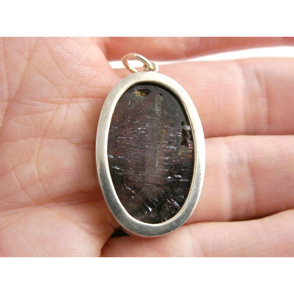 Sterling Silver Red Rutile Clear Quartz Pendant 9.5g Weight 38.48mm Length