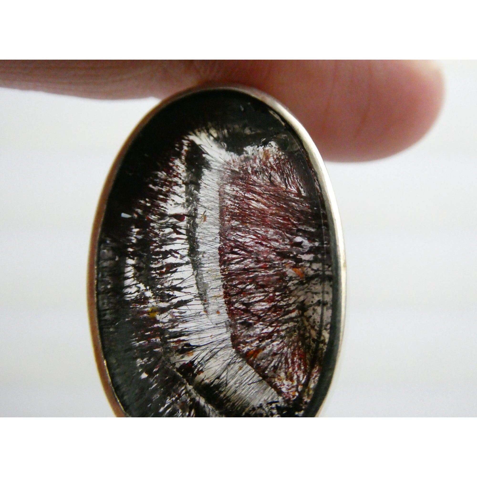 Sterling Silver Red Rutile Clear Quartz Pendant 9.5g Weight 38.48mm Length