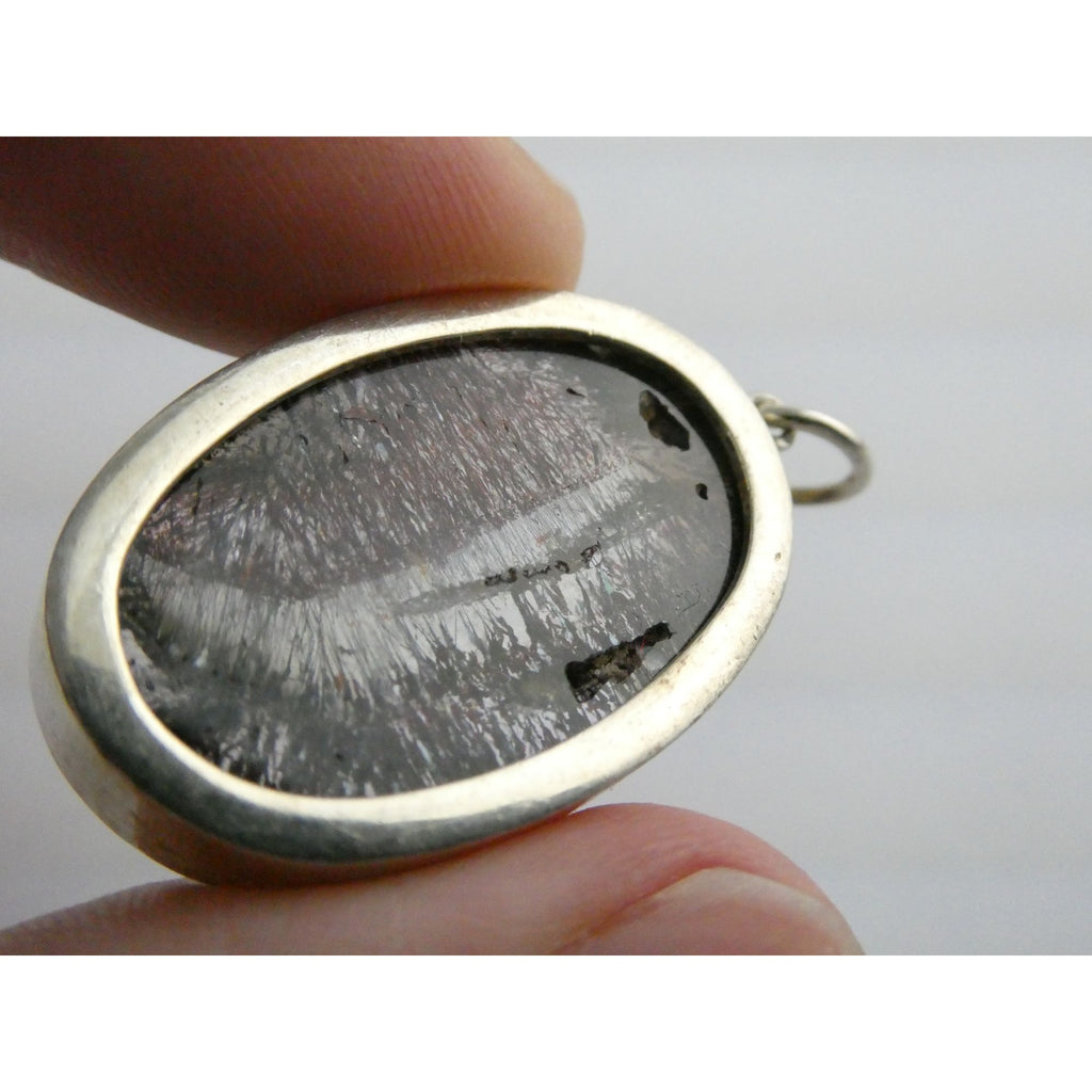 Sterling Silver Red Rutile Clear Quartz Pendant 9.5g Weight 38.48mm Length