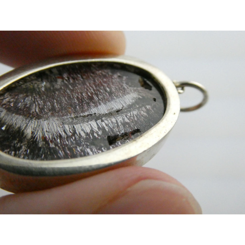 Sterling Silver Red Rutile Clear Quartz Pendant 9.5g Weight 38.48mm Length
