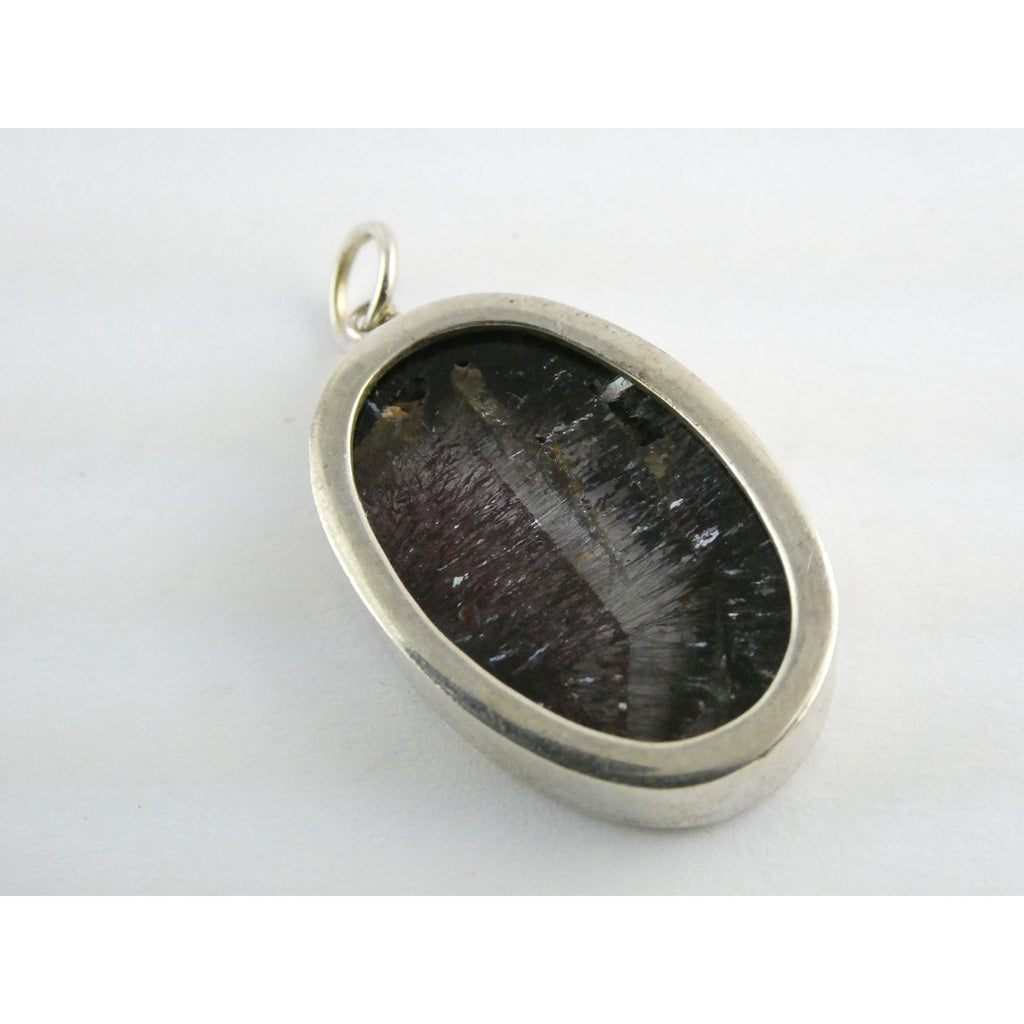 Sterling Silver Red Rutile Clear Quartz Pendant 9.5g Weight 38.48mm Length