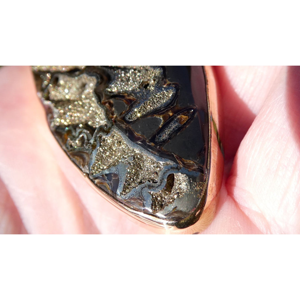 Stephen Dweck Bronze Pyritized Ammonite Fossil One of a Kind Brooch Pin 2002 43g