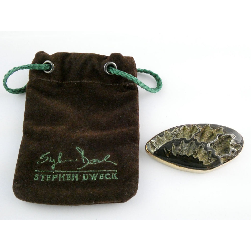 Stephen Dweck Bronze Pyritized Ammonite Fossil One of a Kind Brooch Pin 2002 43g