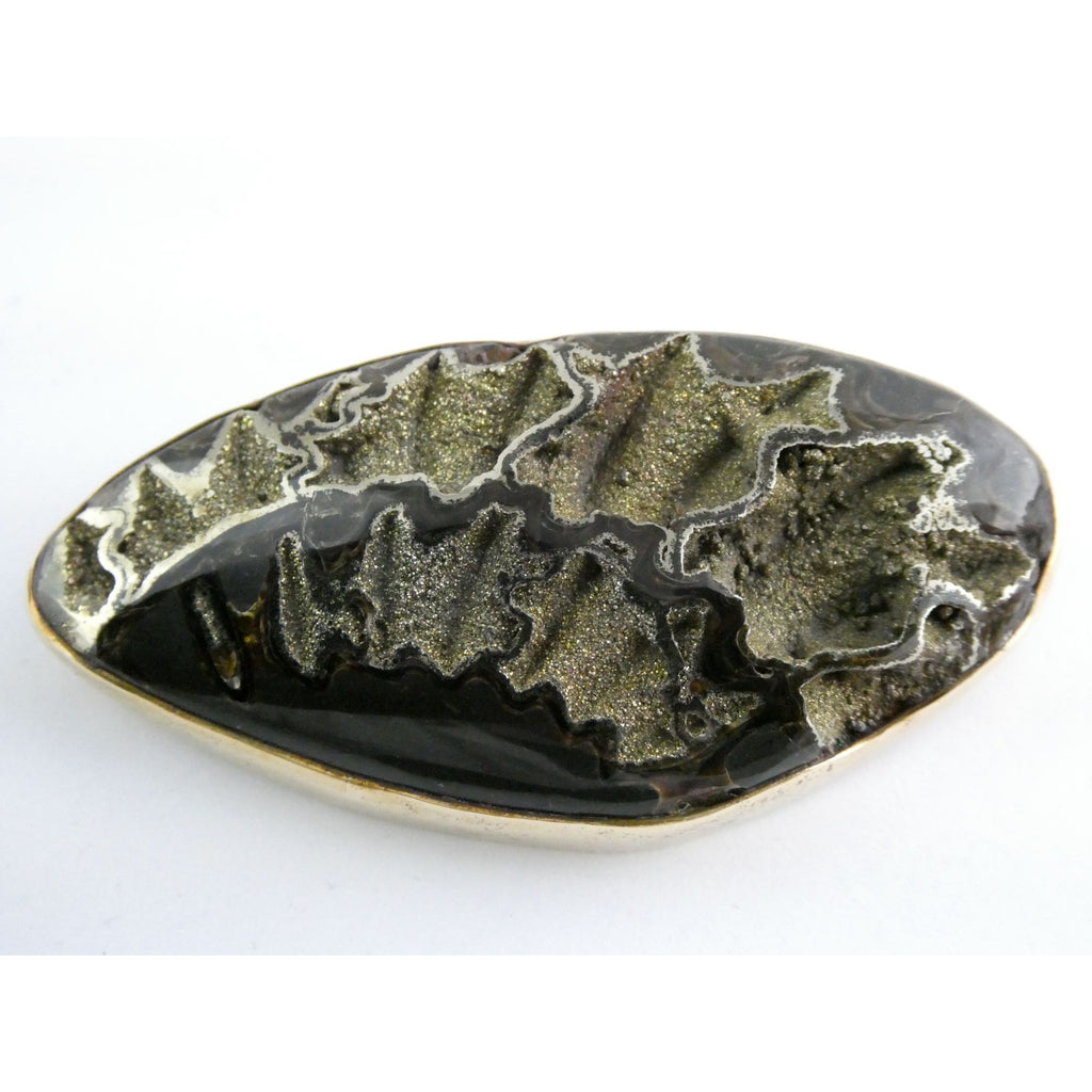 Stephen Dweck Bronze Pyritized Ammonite Fossil One of a Kind Brooch Pin 2002 43g