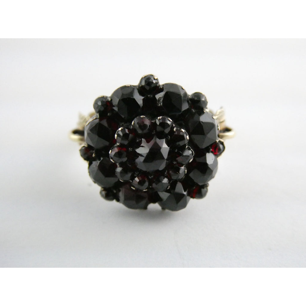 Antique Unmarked 14k Gold Rose Cut Garnet Ring Size 6.25 Weighs 4g 1 MISSING GEM
