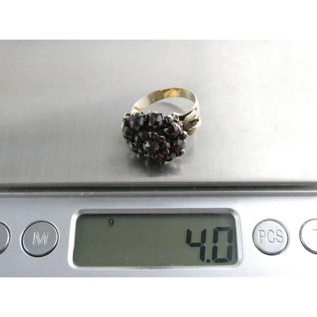 Antique Unmarked 14k Gold Rose Cut Garnet Ring Size 6.25 Weighs 4g 1 MISSING GEM