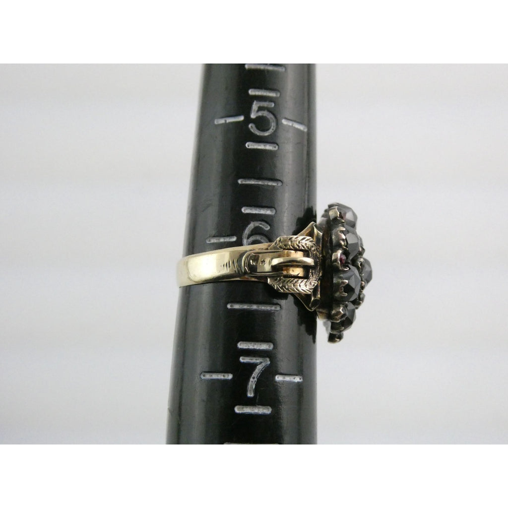 Antique Unmarked 14k Gold Rose Cut Garnet Ring Size 6.25 Weighs 4g 1 MISSING GEM