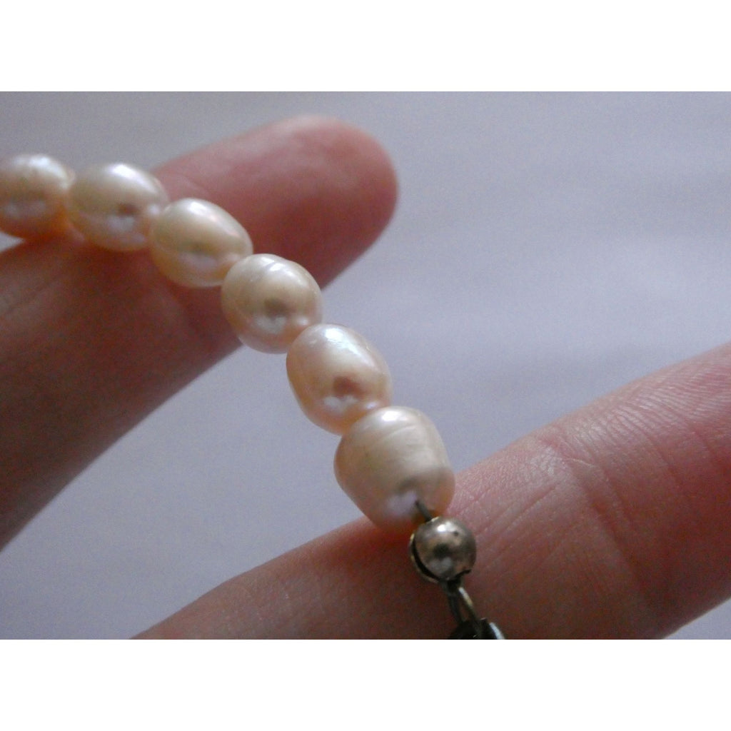 Luxe Sterling Silver Ringed Pinkish Pearl Breast Cancer Awareness Bracelet 8 In