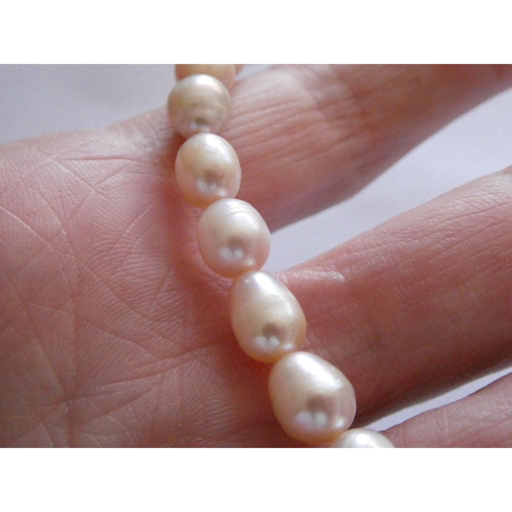 Luxe Sterling Silver Ringed Pinkish Pearl Breast Cancer Awareness Bracelet 8 In