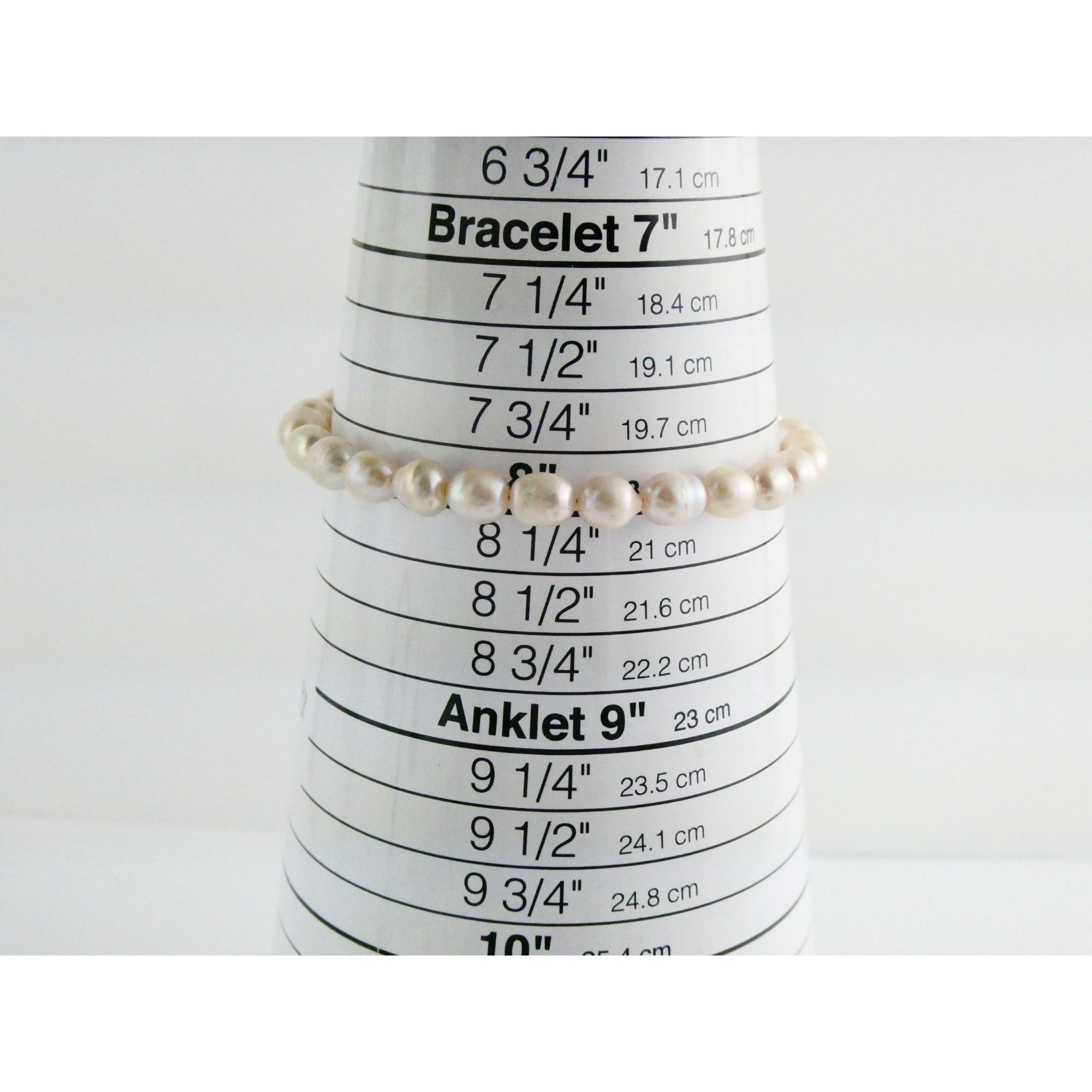Luxe Sterling Silver Ringed Pinkish Pearl Breast Cancer Awareness Bracelet 8 In