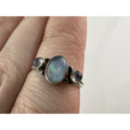 Sterling Silver Blue Opal Doublet White Moonstone Accents Ring 1.7g Size 5.5