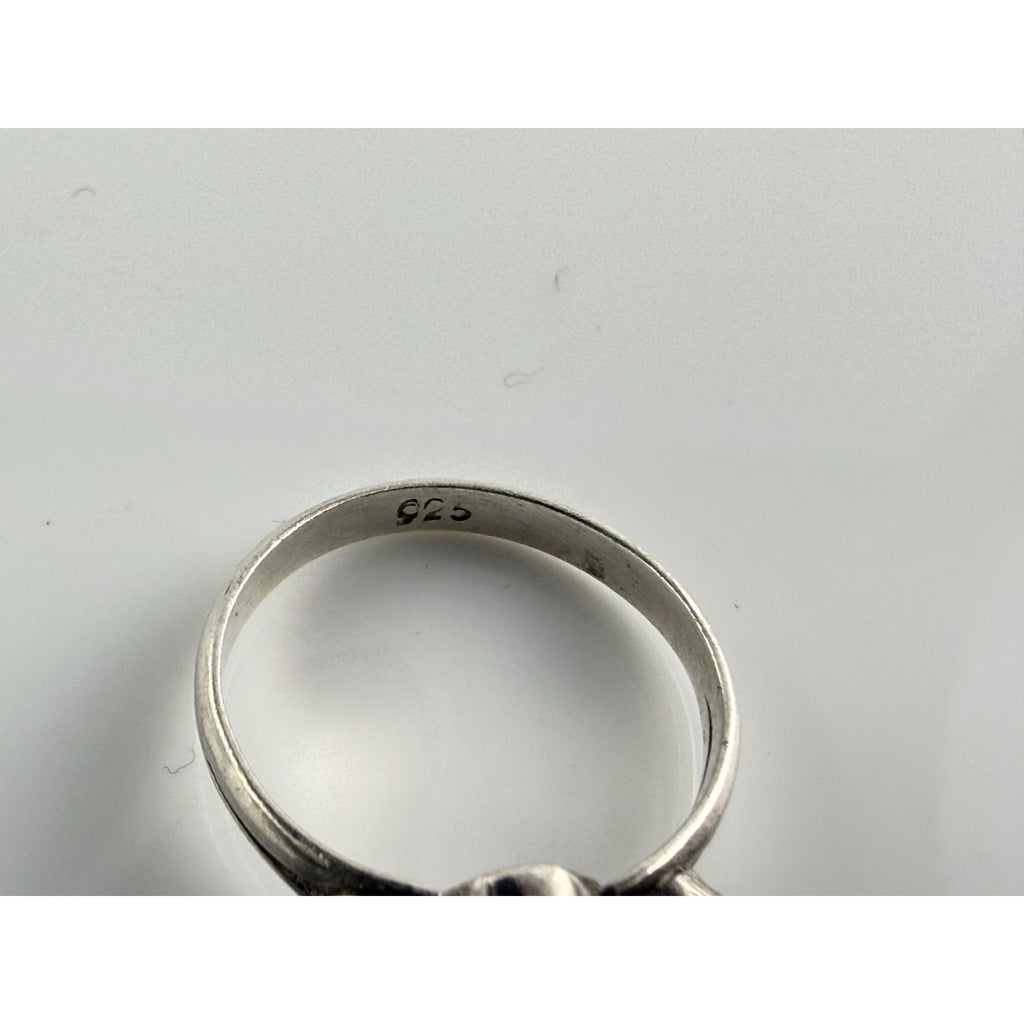 Sterling Silver Blue Opal Doublet White Moonstone Accents Ring 1.7g Size 5.5