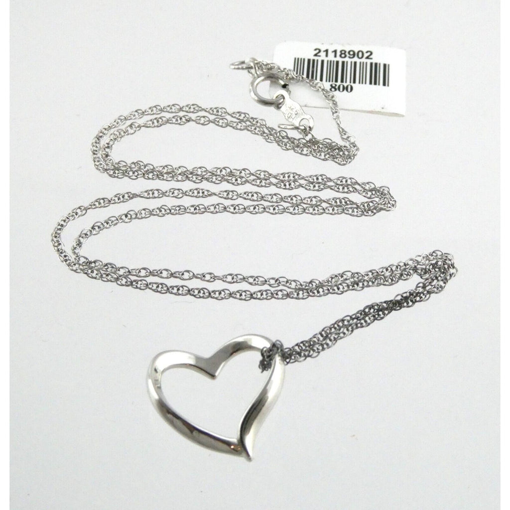 Sterling Silver Chain with Rhodium Open Heart Pendant NWT 925 2g 18 Inches