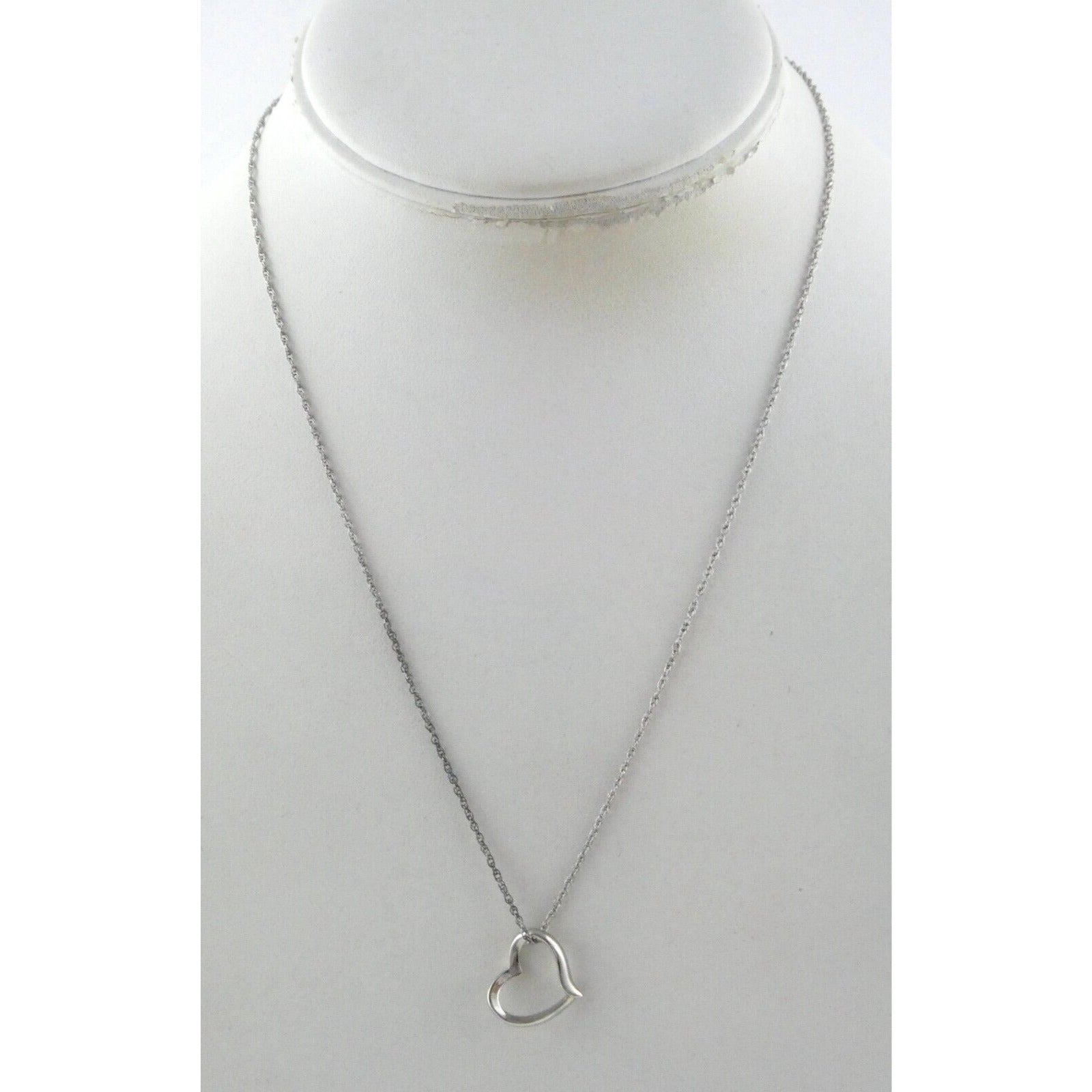 Sterling Silver Chain with Rhodium Open Heart Pendant NWT 925 2g 18 Inches