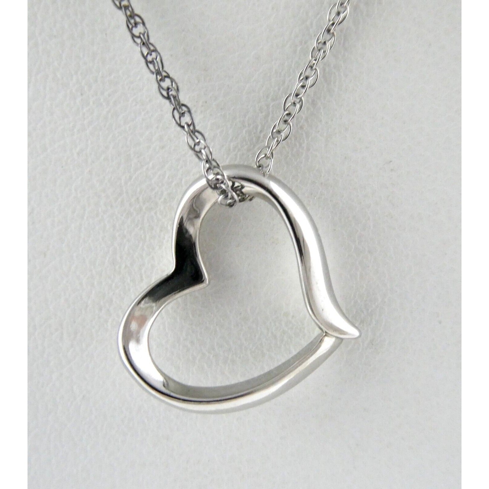 Sterling Silver Chain with Rhodium Open Heart Pendant NWT 925 2g 18 Inches